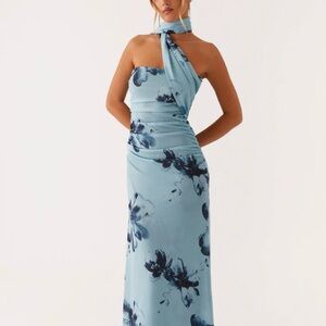 Peppermayo Songbird Maxi Dress - Blue Black Floral